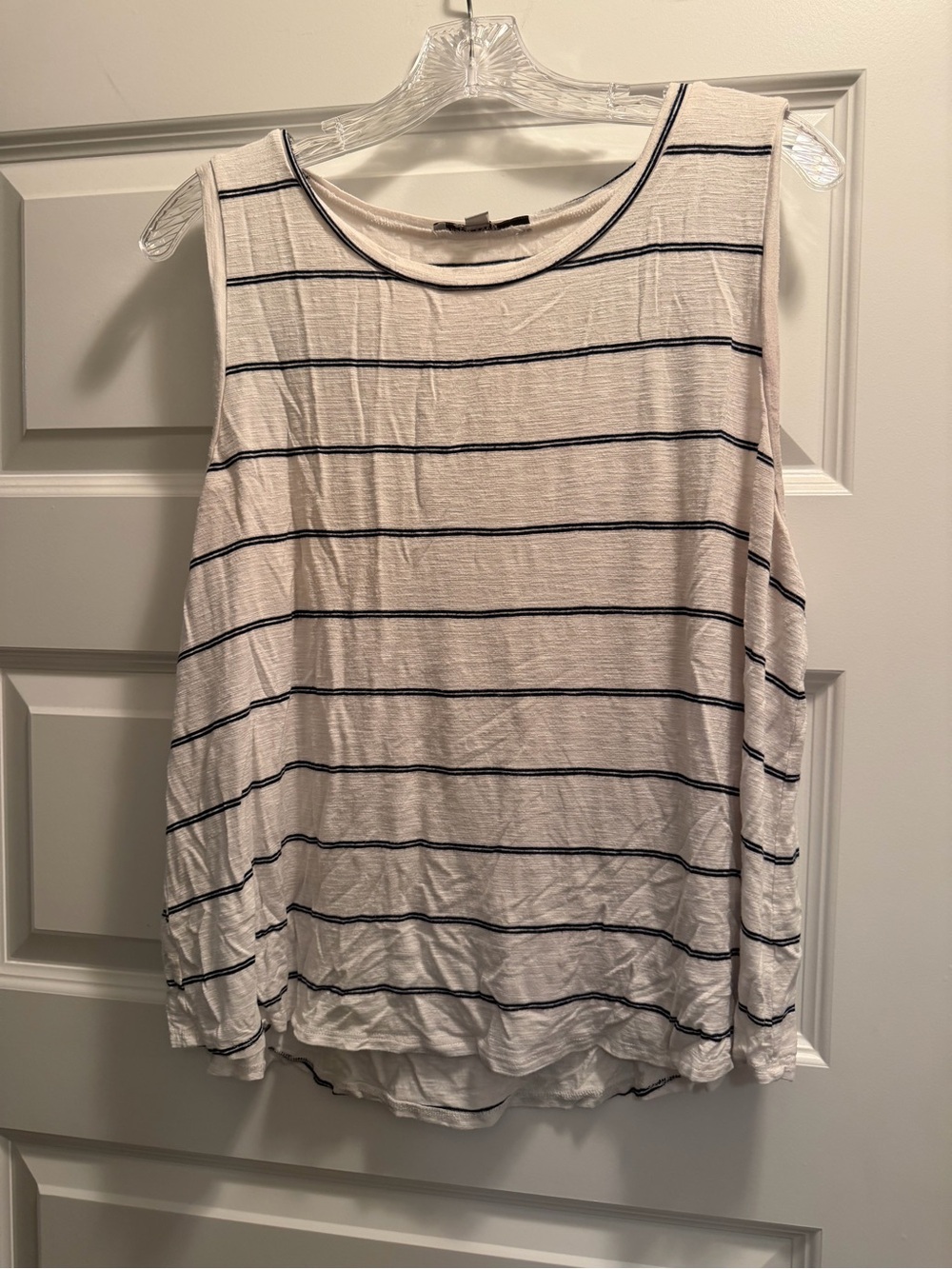 Green Envelope White Tank Top with Navy Stripes
